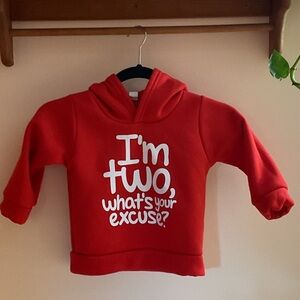 Hoodie: SHEIN Red Kids Hoodie with Playful Print